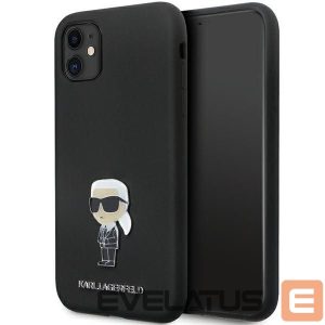 Nugarėlės dėklai Karl Lagerfeld  Karl Lagerfeld KLHCN61SMHKNPK case for iPhone 11 / Xr - black Silicone Ikonik Metal Pin 