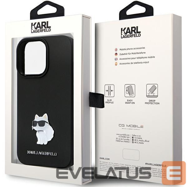 Nugarėlės dėklai Karl Lagerfeld Karl Lagerfeld KLHCP14LSMHCNPK case for iPhone 14 Pro - black Silicone C Metal Pin