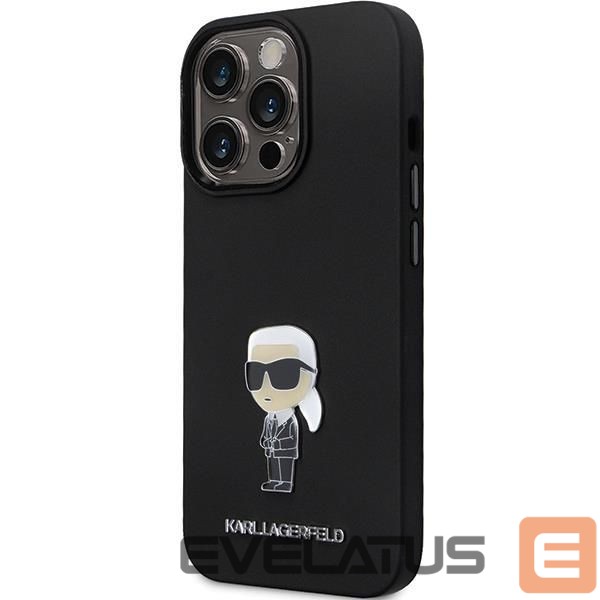 Nugarėlės dėklai Karl Lagerfeld Karl Lagerfeld KLHCP14LSMHKNPK case for iPhone 14 Pro - black Silicone Ikonik Metal Pin