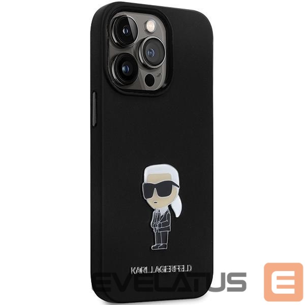 Nugarėlės dėklai Karl Lagerfeld Karl Lagerfeld KLHCP14LSMHKNPK case for iPhone 14 Pro - black Silicone Ikonik Metal Pin
