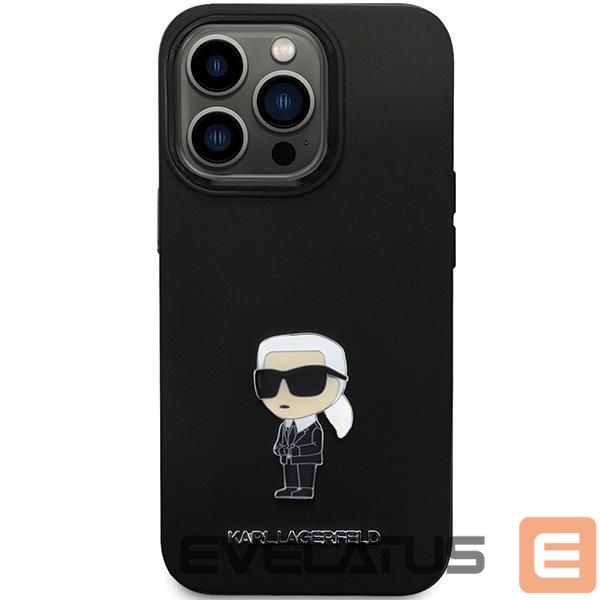 Nugarėlės dėklai Karl Lagerfeld Karl Lagerfeld KLHCP14LSMHKNPK case for iPhone 14 Pro - black Silicone Ikonik Metal Pin