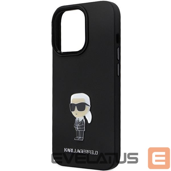Nugarėlės dėklai Karl Lagerfeld Karl Lagerfeld KLHCP14LSMHKNPK case for iPhone 14 Pro - black Silicone Ikonik Metal Pin