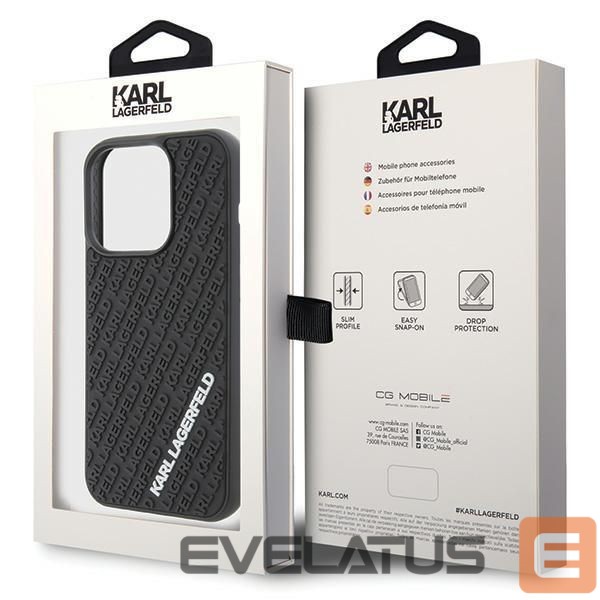 Nugarėlės dėklai Karl Lagerfeld Karl Lagerfeld 3D Rubber Multi Logo case for iPhone 15 Pro - black