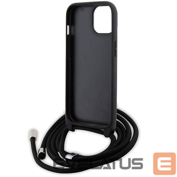 Nugarėlės dėklai Karl Lagerfeld Karl Lagerfeld Crossbody Saffiano Monogram Metal Pin Karl & Choupette Case for iPhone 15 - Black