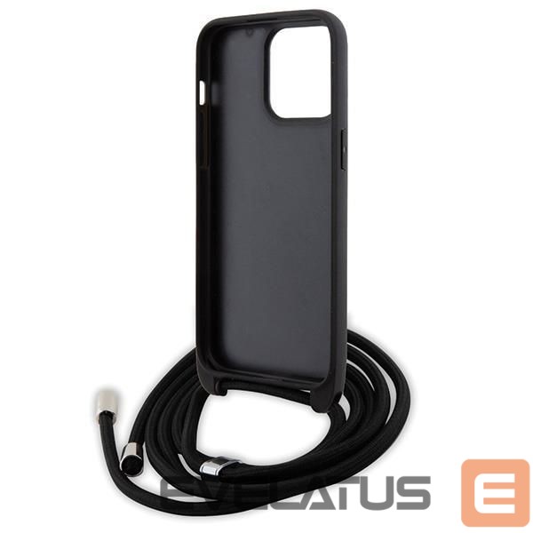 Nugarėlės dėklai Karl Lagerfeld Karl Lagerfeld Crossbody Saffiano Metal Pin Karl & Choupette Case for iPhone 15 Pro Max - Black