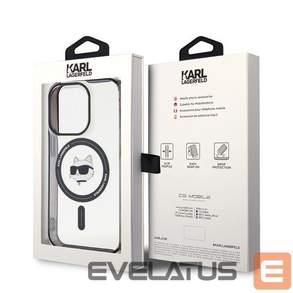 Nugarėlės dėklai Karl Lagerfeld Karl Lagerfeld IML Choupette's Head MagSafe case for iPhone 15 Pro - transparent