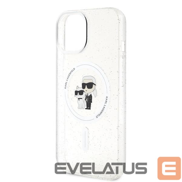 Nugarėlės dėklai Karl Lagerfeld Karl Lagerfeld Karl&Choupette Glitter MagSafe case for iPhone 15 Plus - transparent