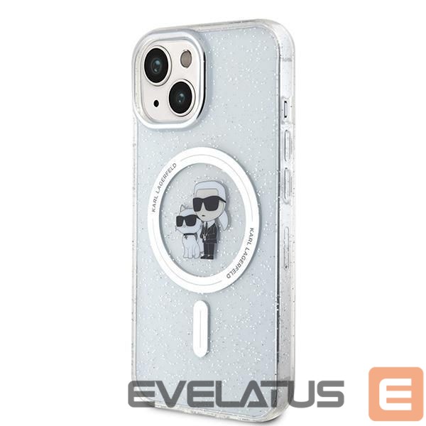 Nugarėlės dėklai Karl Lagerfeld Karl Lagerfeld Karl&Choupette Glitter MagSafe case for iPhone 15 Plus - transparent