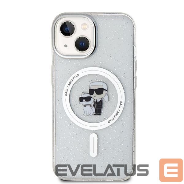 Nugarėlės dėklai Karl Lagerfeld Karl Lagerfeld Karl&Choupette Glitter MagSafe case for iPhone 15 Plus - transparent