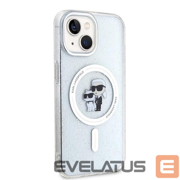 Nugarėlės dėklai Karl Lagerfeld Karl Lagerfeld Karl&Choupette Glitter MagSafe case for iPhone 15 Plus - transparent