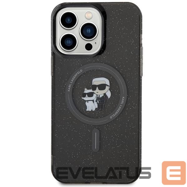 Nugarėlės dėklai Karl Lagerfeld Karl Lagerfeld Karl&Choupette Glitter MagSafe case for iPhone 15 Pro Max - black