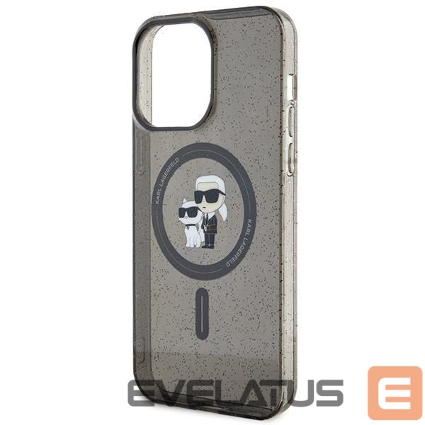 Nugarėlės dėklai Karl Lagerfeld Karl Lagerfeld Karl&Choupette Glitter MagSafe case for iPhone 15 Pro Max - black