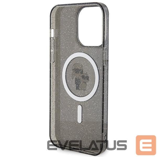 Nugarėlės dėklai Karl Lagerfeld Karl Lagerfeld Karl&Choupette Glitter MagSafe case for iPhone 15 Pro Max - black