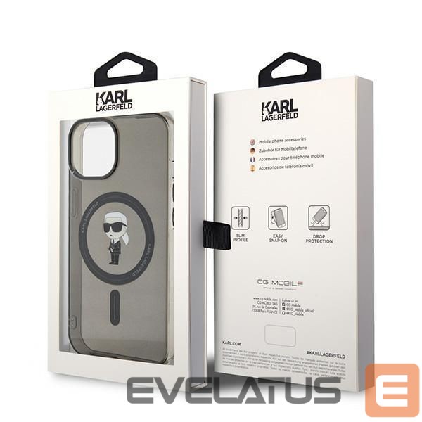 Nugarėlės dėklai Karl Lagerfeld Karl Lagerfeld IML Ikonik MagSafe case for iPhone 15 - black