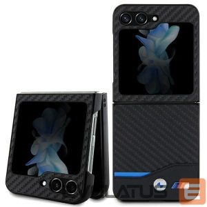 Nugarėlės dėklai BMW  BMW Leather Carbon case for Samsung Galaxy Z Flip 5 - black 