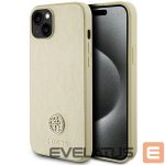 Nugarėlės dėklai Guess  Guess Leather 4G Metal Logo Strass case for iPhone 15 - gold