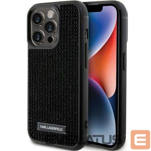Nugarėlės dėklai Karl Lagerfeld  Karl Lagerfeld Rhinestone Logo Metal Plate case for iPhone 15 Pro - black 