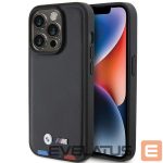 Nugarėlės dėklai BMW  BMW BMHCP15L22PTDK iPhone 15 Pro 6.1" black/black Leather Stamp Tricolor 