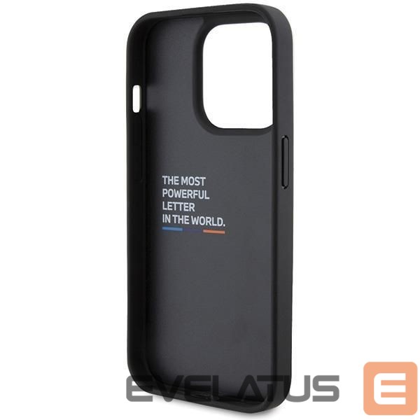 Nugarėlės dėklai BMW BMW BMHCP15L22PTDK iPhone 15 Pro 6.1" black/black Leather Stamp Tricolor