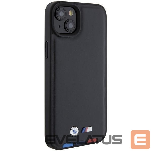 Nugarėlės dėklai BMW BMW BMHCP15M22PTDK iPhone 15 Plus 6.7" black/black Leather Stamp Tricolor