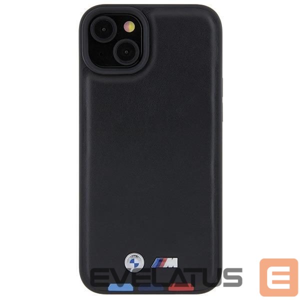 Nugarėlės dėklai BMW BMW BMHCP15M22PTDK iPhone 15 Plus 6.7" black/black Leather Stamp Tricolor