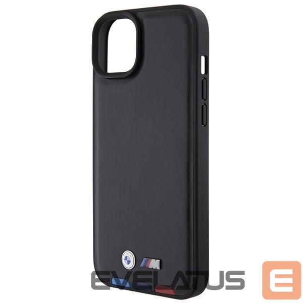 Nugarėlės dėklai BMW BMW BMHCP15M22PTDK iPhone 15 Plus 6.7" black/black Leather Stamp Tricolor