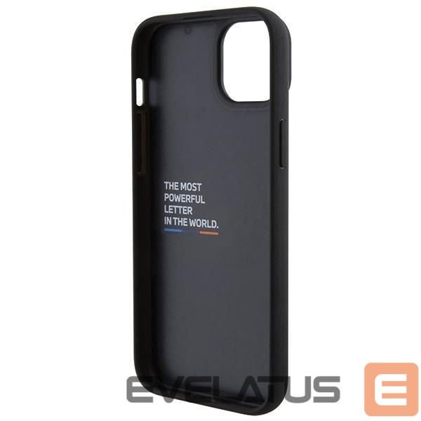 Nugarėlės dėklai BMW BMW BMHCP15M22PTDK iPhone 15 Plus 6.7" black/black Leather Stamp Tricolor