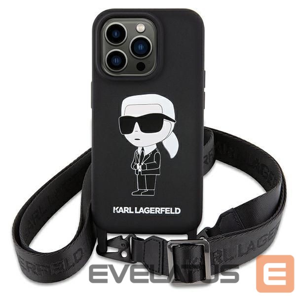 Nugarėlės dėklai Karl Lagerfeld Karl Lagerfeld KLHCP15SSCBSKNK iPhone 15 6.1" hardcase black/black Crossbody Silicone Ikonik