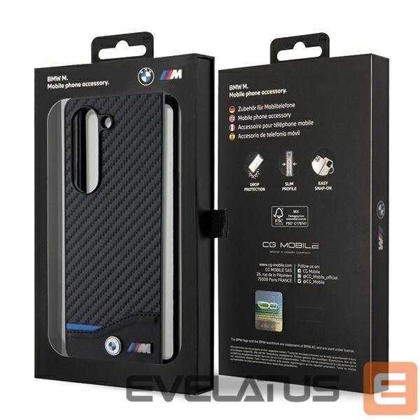 Nugarėlės dėklai BMW BMW Leather Carbon case for Samsung Galaxy Z Fold 5 - black