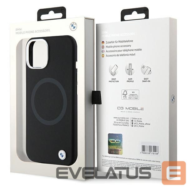 Nugarėlės dėklai BMW BMW Signature Liquid Silicone MagSafe case for iPhone 15 Plus - black