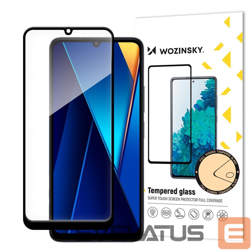 Apsauginiai stiklai Hurtel Wozinsky Full Glue Tempered Glass with Black Frame for Xiaomi POCO C65/Redmi 13C