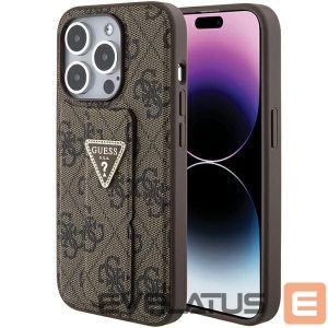 Nugarėlės dėklai Guess  Guess Grip Stand 4G Triangle Strass case for iPhone 15 Pro - brown 