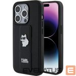 Nugarėlės dėklai Karl Lagerfeld  Karl Lagerfeld Gripstand Saffiano Choupette Pins case for iPhone 15 Pro Max - black 