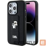 Nugarėlės dėklai Karl Lagerfeld  Karl Lagerfeld Gripstand Saffiano Karl&Choupette Pins case for iPhone 15 Pro Max - black 
