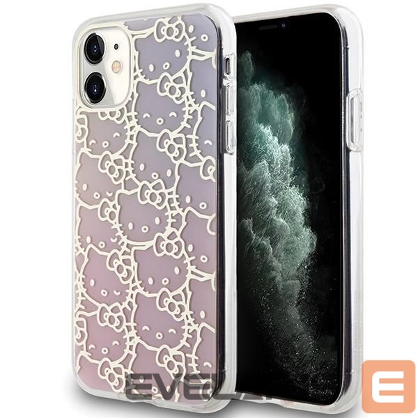 Nugarėlės dėklai Hello Kitty Hello Kitty IML Gradient Electrop Crowded Kitty Head Case for iPhone 11 / Xr - Pink