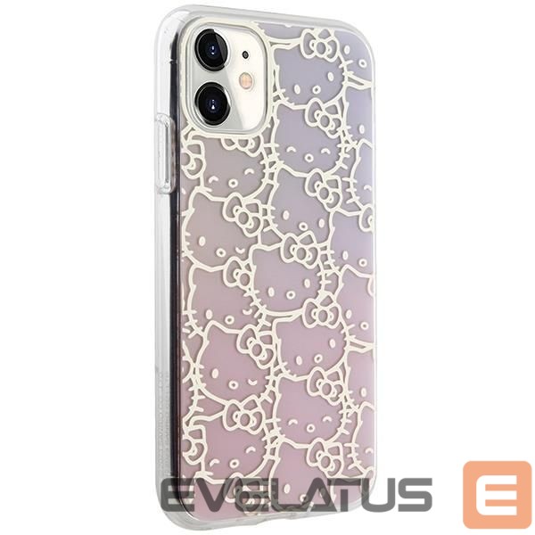 Nugarėlės dėklai Hello Kitty Hello Kitty IML Gradient Electrop Crowded Kitty Head Case for iPhone 11 / Xr - Pink