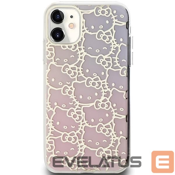 Nugarėlės dėklai Hello Kitty Hello Kitty IML Gradient Electrop Crowded Kitty Head Case for iPhone 11 / Xr - Pink