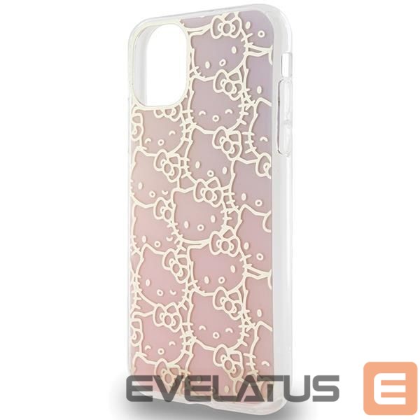 Nugarėlės dėklai Hello Kitty Hello Kitty IML Gradient Electrop Crowded Kitty Head Case for iPhone 11 / Xr - Pink