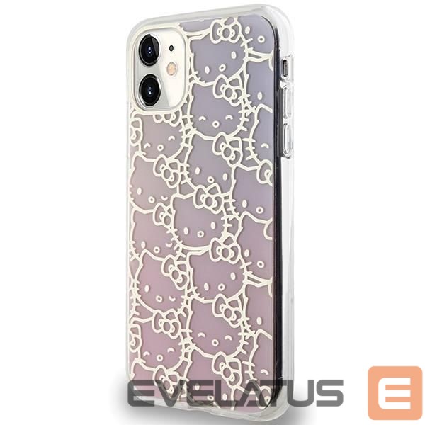 Nugarėlės dėklai Hello Kitty Hello Kitty IML Gradient Electrop Crowded Kitty Head Case for iPhone 11 / Xr - Pink