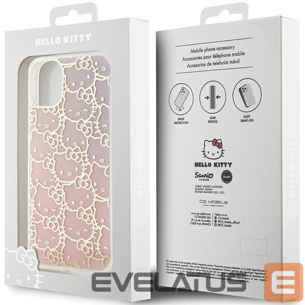 Nugarėlės dėklai Hello Kitty Hello Kitty IML Gradient Electrop Crowded Kitty Head Case for iPhone 11 / Xr - Pink