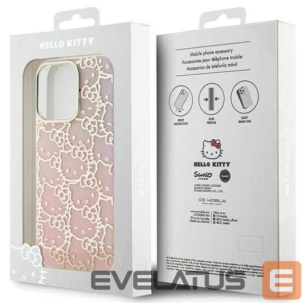 Nugarėlės dėklai Hello Kitty Hello Kitty IML Gradient Electrop Crowded Kitty Head case for iPhone 13 Pro / 13 - pink