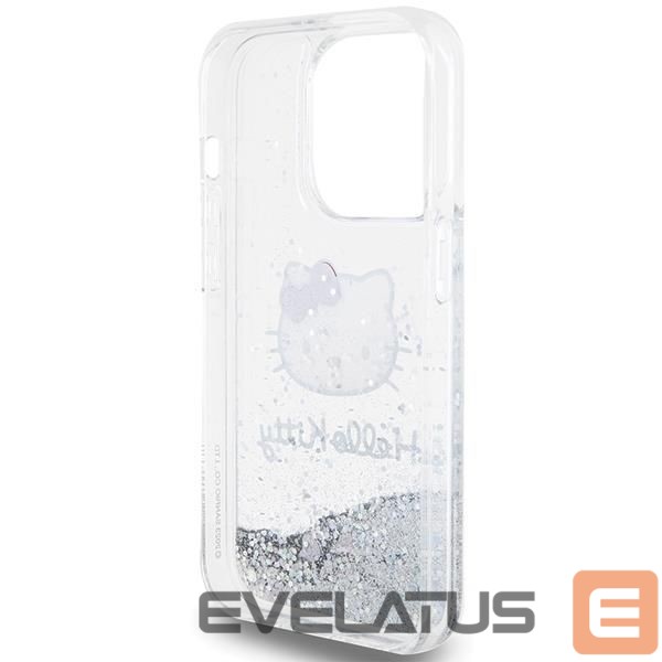 Nugarėlės dėklai Hello Kitty Hello Kitty Liquid Glitter Charms Kitty Head case for iPhone 13 Pro / 13 - silver