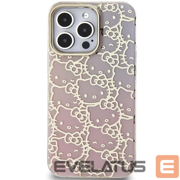 Nugarėlės dėklai Hello Kitty Hello Kitty IML Gradient Electrop Crowded Kitty Head Case for iPhone 15 Pro - Pink