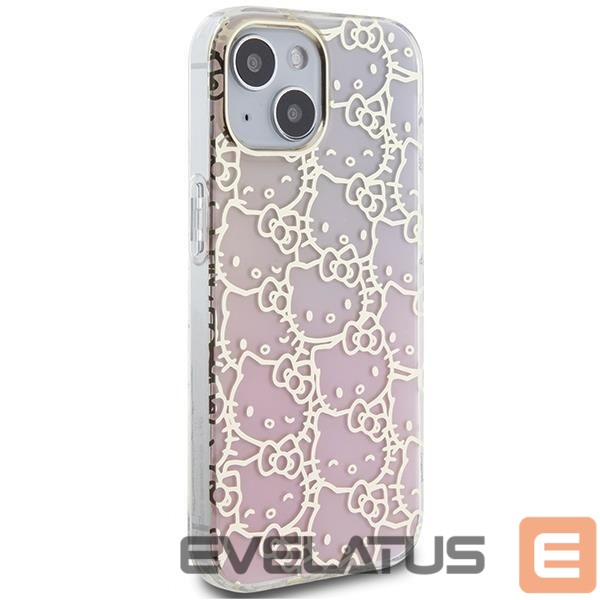 Nugarėlės dėklai Hello Kitty Hello Kitty IML Gradient Electrop Crowded Kitty Head case for iPhone 15 - pink