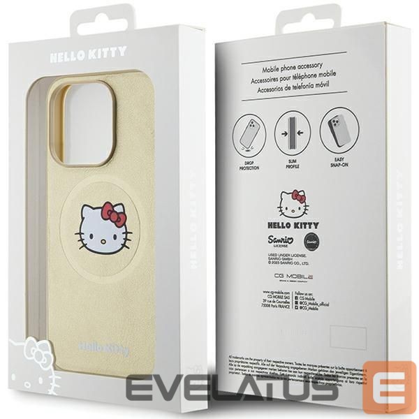 Nugarėlės dėklai Hello Kitty Hello Kitty Leather Kitty Head MagSafe case for iPhone 14 Pro - gold