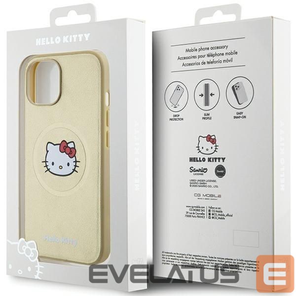 Nugarėlės dėklai Hello Kitty Hello Kitty Leather Kitty Head MagSafe case for iPhone 14 - gold
