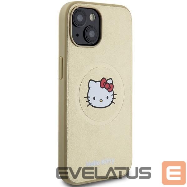Nugarėlės dėklai Hello Kitty Hello Kitty Leather Kitty Head MagSafe case for iPhone 15 - gold
