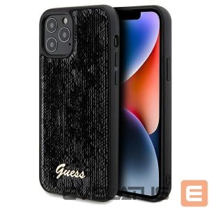 Nugarėlės dėklai Guess  Guess Sequin Script Metal case for iPhone 12/12 Pro - black
