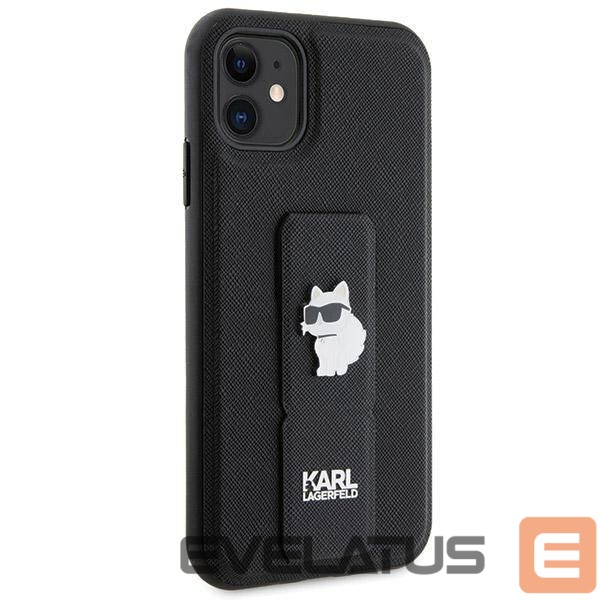 Nugarėlės dėklai Karl Lagerfeld Karl Lagerfeld Gripstand Saffiano Choupette Pins Case for iPhone 11 / Xr - Black