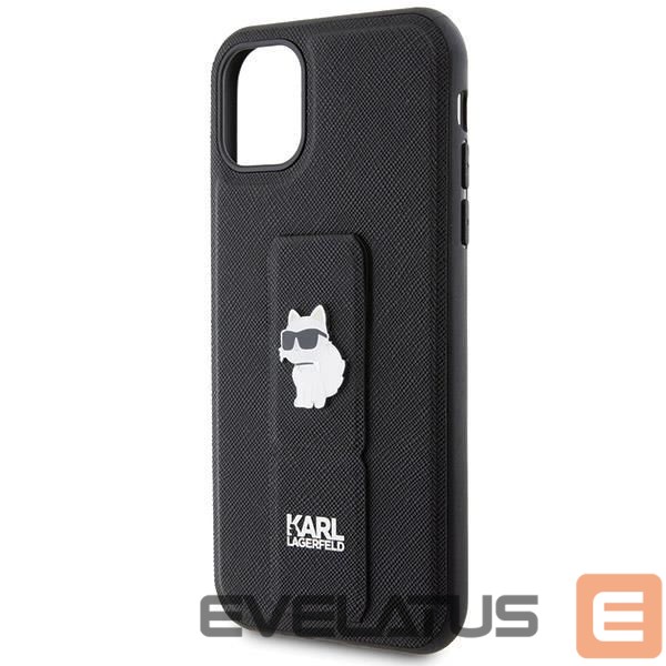 Nugarėlės dėklai Karl Lagerfeld Karl Lagerfeld Gripstand Saffiano Choupette Pins Case for iPhone 11 / Xr - Black